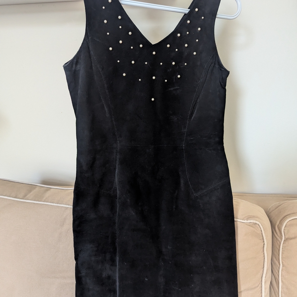Bagatelle Black Mini Dress with Studded V-Neck